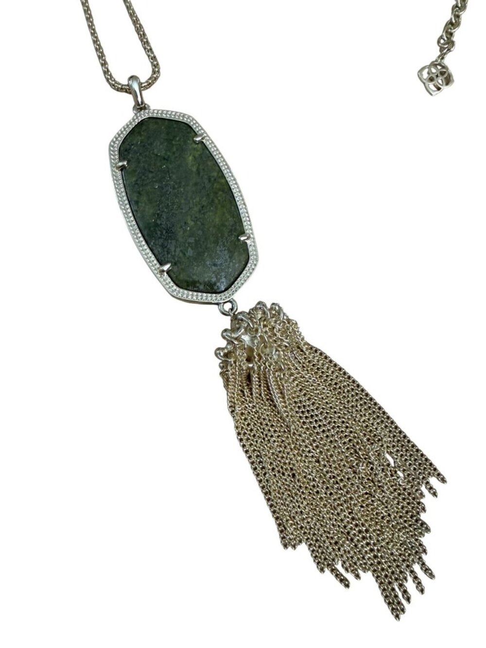 Kendra Scott Rayne Long Gold Necklace With Pyrite Stone & Tassel Pendant - Picture 11 of 13